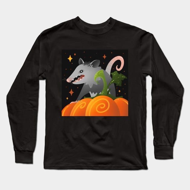 Pumpkin Opossum Long Sleeve T-Shirt by maryallen138